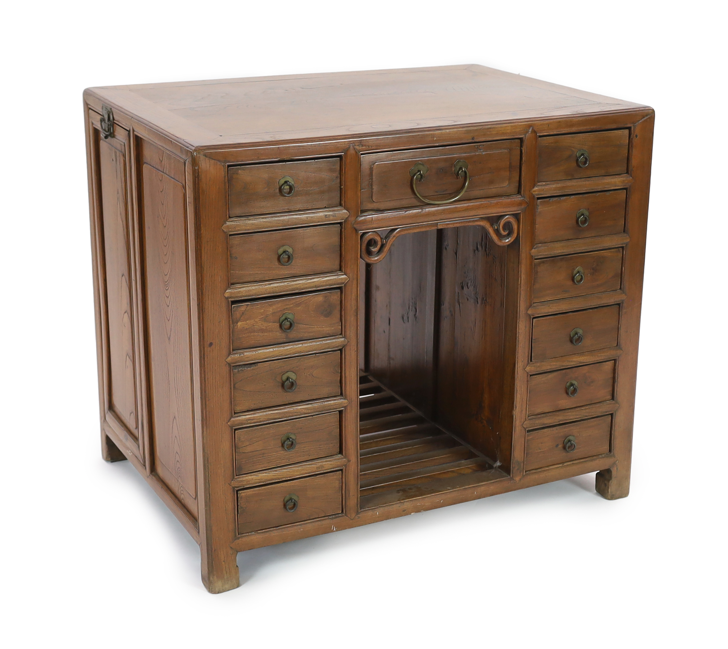 A Chinese jumu kneehole desk, late Qing dynasty